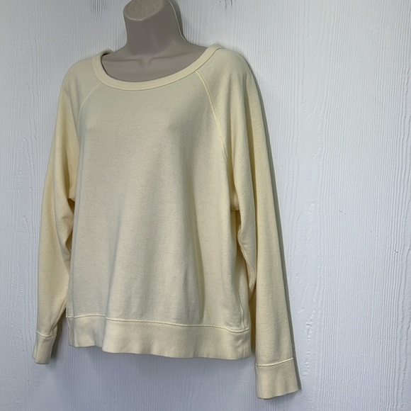 EVERLANE - Light Yellow Lightweight Long Sleeve Crewneck Sweatshirt Size Large - Picture 4 of 8